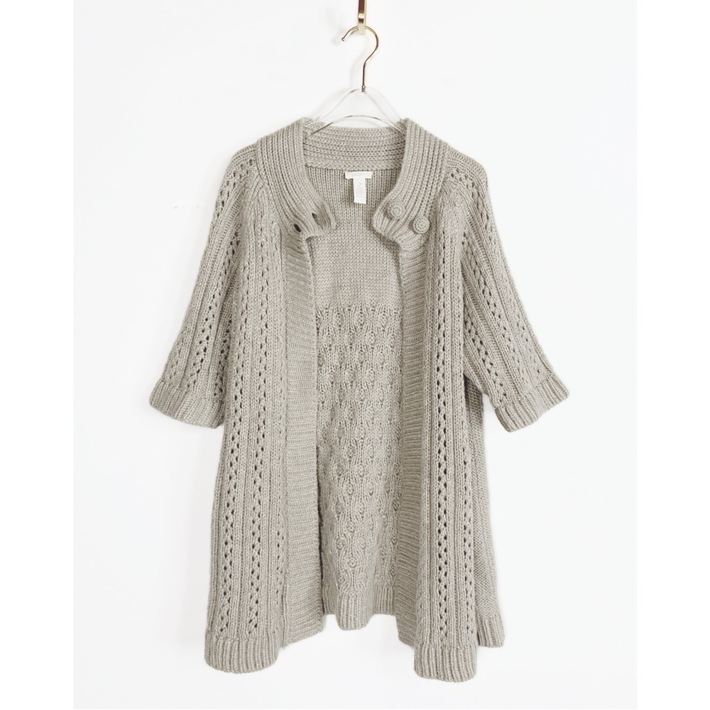 CHICO’S Wool Mohair Alpaca knit Sweater Neutral Womens size L/12 (Chicos 2)